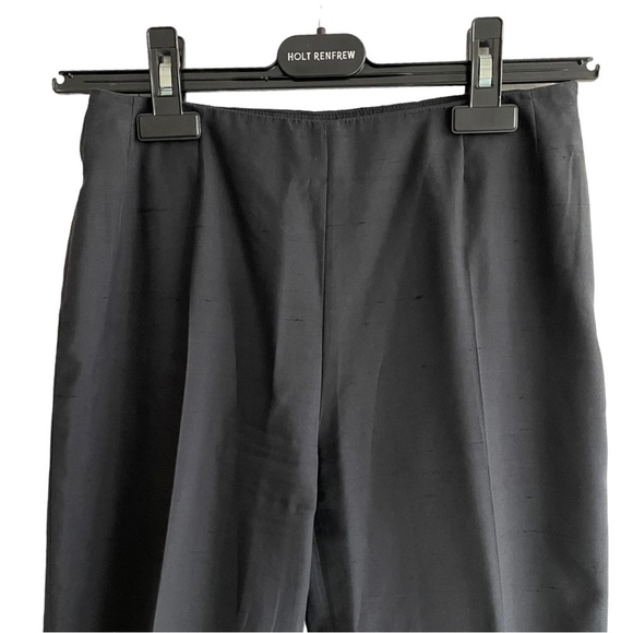 MAXMARA Silk Cotton Clean Front Slim Pants Trousers Black 2 - Picture 4 of 8